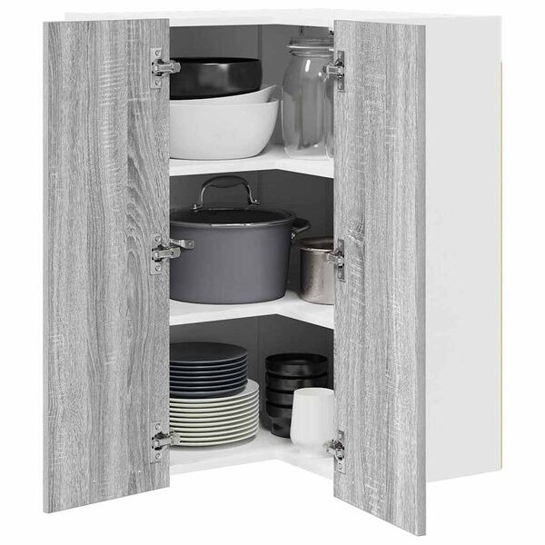 vidaXL Hanging Cabinet Grey Sonoma and White 57 x 57 x 80 cm