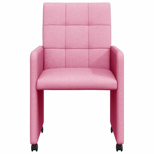 vidaXL Dining Chairs with Wheels 2 pcs Pink 58 x 65 x 94 cm Fabric