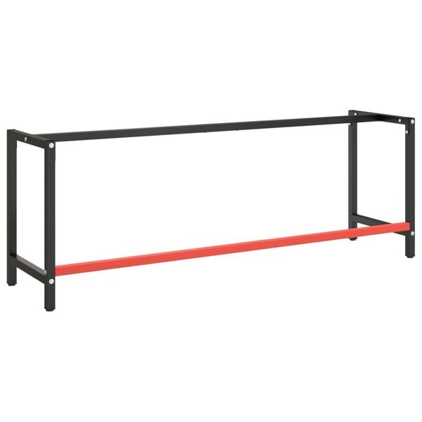 vidaXL Work Bench Frame Matte Black and Matte Red 220x57x79 cm Metal