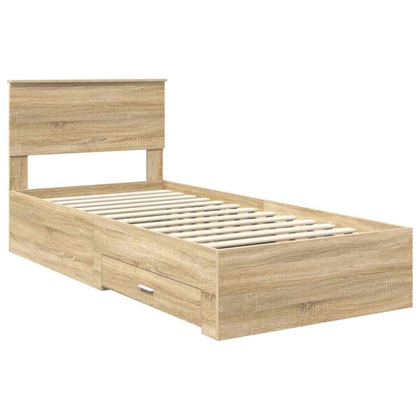 vidaXL Bed Frame with Drawer Sonoma Oak 100 x 200 cm Engineered Wood