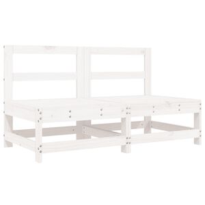 vidaXL Garden Middle Sofas 2 pcs White Solid Wood Pine