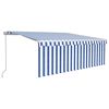vidaXL Manual Retractable Awning with Blind 4,5x3m Blue&White
