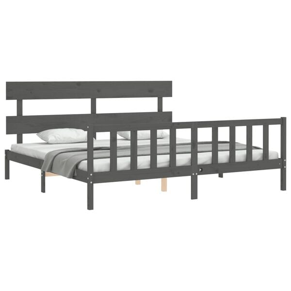 vidaXL Bed Frame without Mattress Grey 200x200 cm Solid Wood Pine