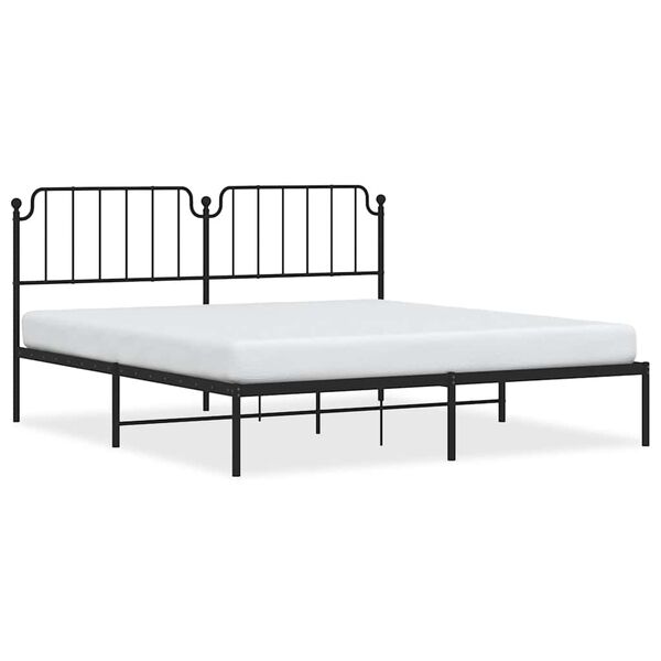 vidaXL Metal Bed Frame without Mattress with Headboard Black 183x213cm