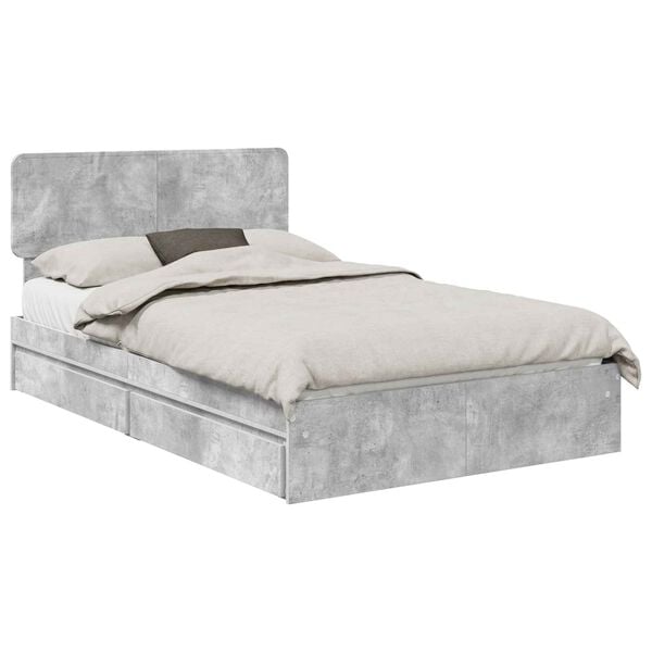vidaXL Storage Bed Concrete Grey 135 x 190 cm Engineered Wood