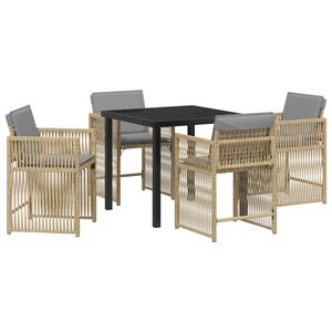 vidaXL Garden Dining Set 5 pcs Beige Poly Rattan