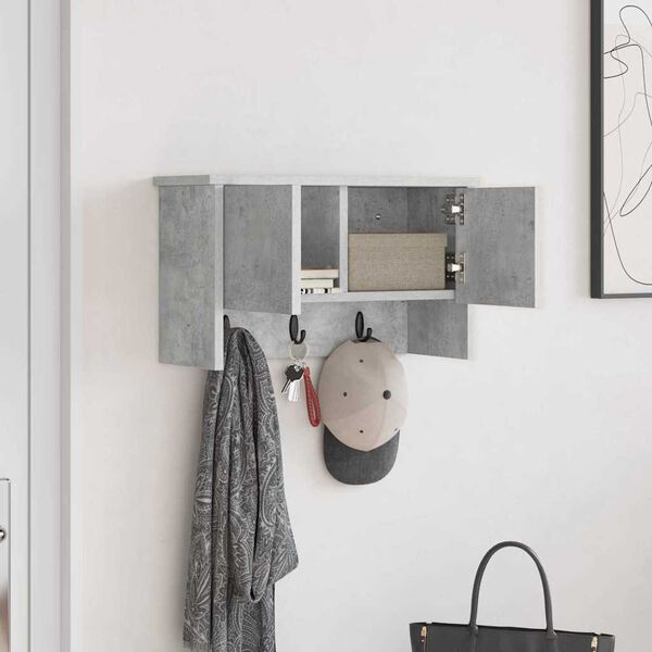 vidaXL Wall-Mounted Coat Rack with Shelf Concrete Grey 50 x 20 x 30 cm