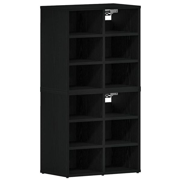 vidaXL Shoe Cabinet 2 pcs Black Oak 52 x 30 x 50.5 cm Engineered Wood