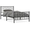 vidaXL Metal Bed Frame without Mattress with Footboard Black 100x190cm