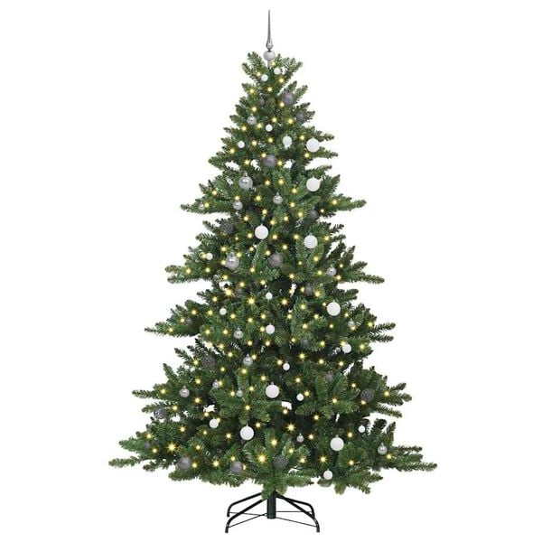 vidaXL Artificial Hinged Christmas Tree Green 240 cm PVC and Steel