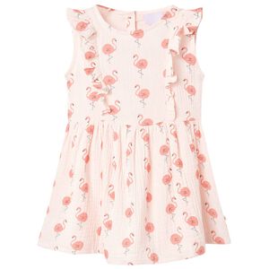 vidaXL Kids' Dress with Ruffles Soft Pink 92