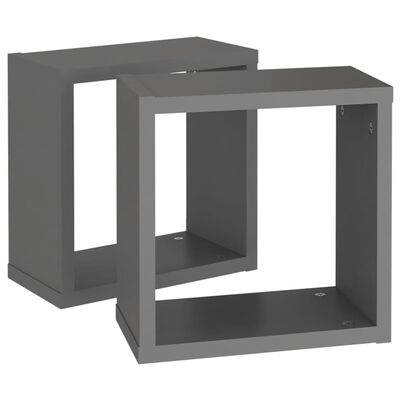 vidaXL Wall Cube Shelves 2 pcs Grey 30x15x30 cm