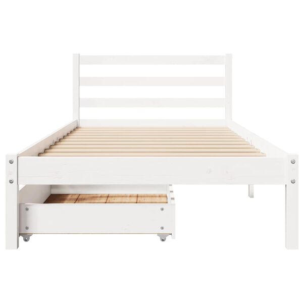 vidaXL Bed Frame without Mattress White 90x190 cm Single Solid Wood Pine