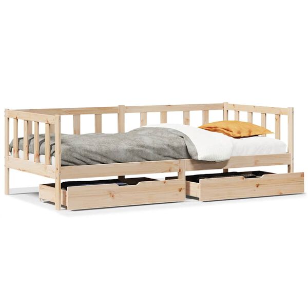 vidaXL Daybed with Drawers without Mattress 90x190 cm Single Solid Wood
