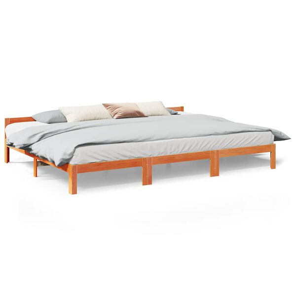 vidaXL Family Bed Frame No Mattress Wax Brown 240x200 cm Solid Wood Pine