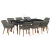 vidaXL Garden Dining Set with Cushion 9 pcs Grey Poly Rattan