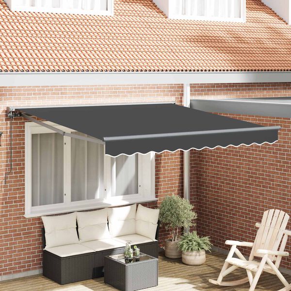 vidaXL Retractable Awning Anthracite 350 x 250 cm Polyester and Metal