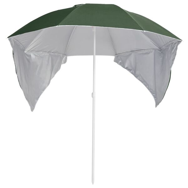 vidaXL Beach Parasol with Side Walls Green 215 cm