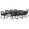 vidaXL Garden Dining Set 9 pcs Black Poly Rattan