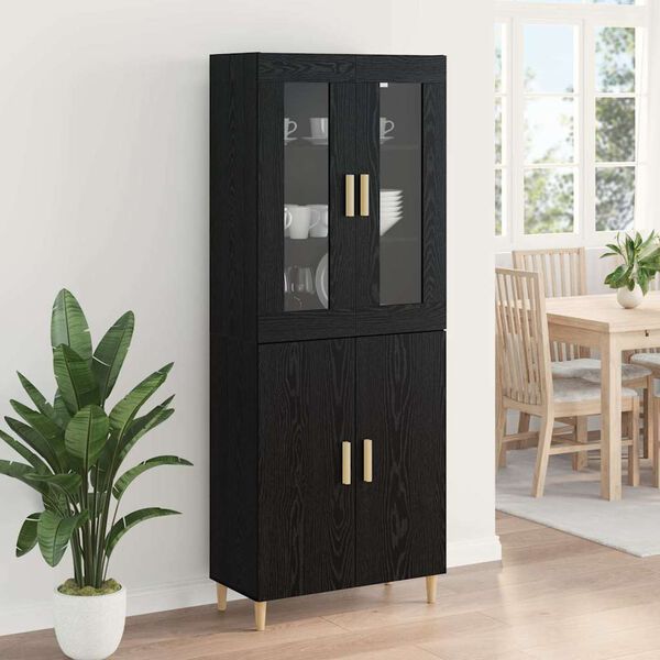 vidaXL Highboard Black Oak 69.5 x 34 x 180 cm