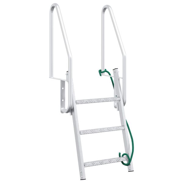vidaXL 3-Step Dock Ladder Silver 58 x 77 x 144 cm Aluminium