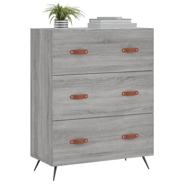 vidaXL Chest of Drawers Grey Sonoma 69.5x34x90 cm Engineered Wood