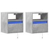 vidaXL TV Wall Cabinets with LED Lights 2 pcs Concrete Grey 41x31x45 cm