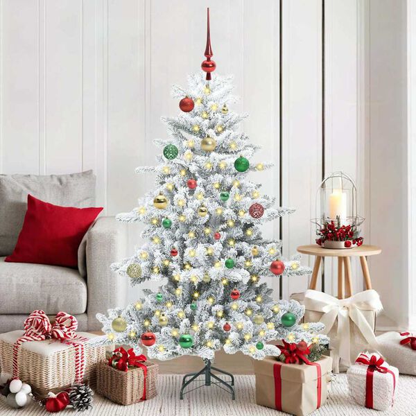 vidaXL Artificial Hinged Christmas Tree White 150 cm PVC and Steel