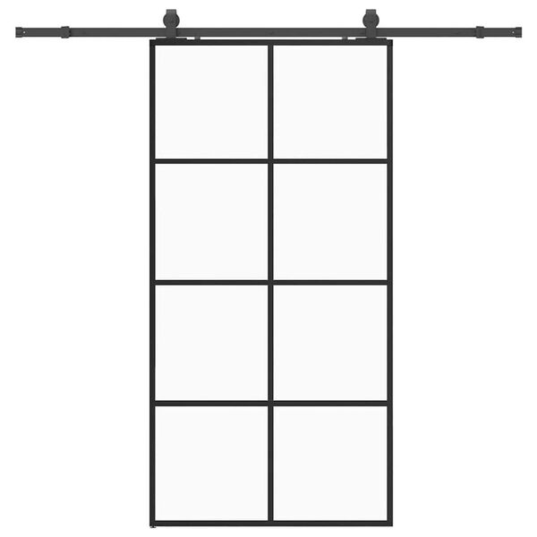 vidaXL Sliding Door with Hardware Set Black 102.5x205 cm ESG Glass