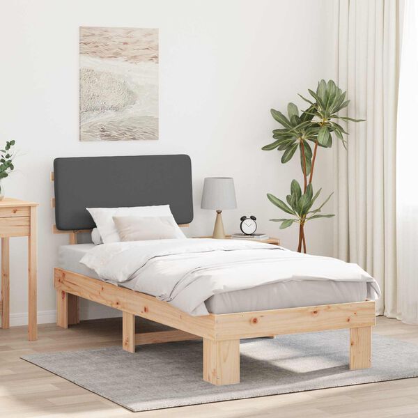 vidaXL Bed Frame with Upholstered Headboard Dark Grey 80 x 200 cm
