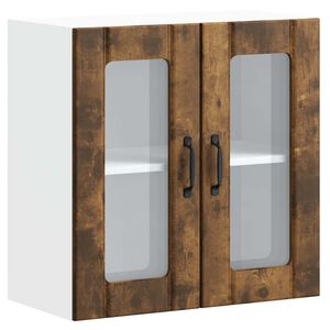 vidaXL Kitchen Wall Cabinet with Glass Door "Lucca" Smoked Oak Engineered Wood