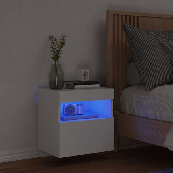 vidaXL TV Wall Cabinet with LED Lights White 40x30x40 cm