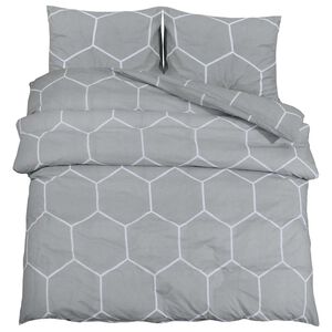 vidaXL Duvet Cover Set Grey and White 240x220 cm Cotton
