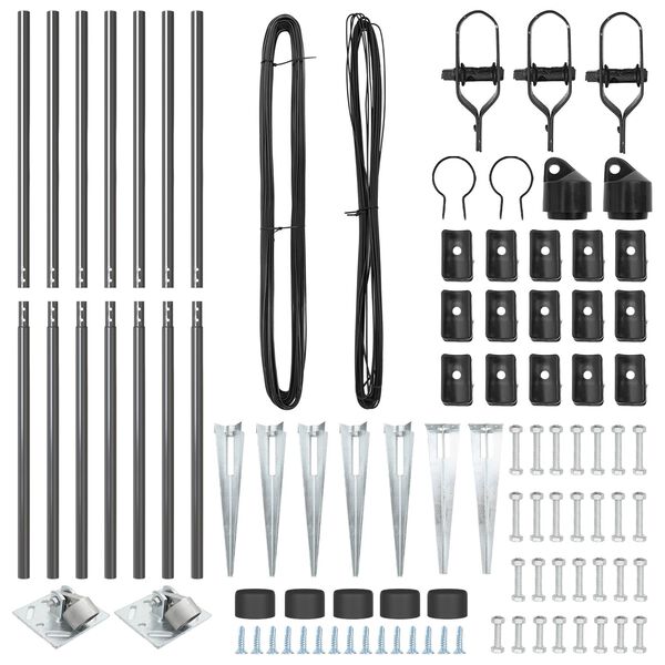 vidaXL Fence Posts Manual 7 pcs Grey Ø32mm 160 cm Galvanised steel