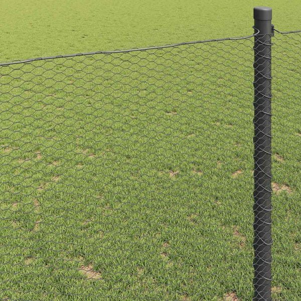 vidaXL Hexagon Fence Grey 1 x 100 m PVC