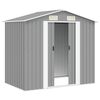 vidaXL Garden Storage Shed Grey Metal 204x132x186 cm