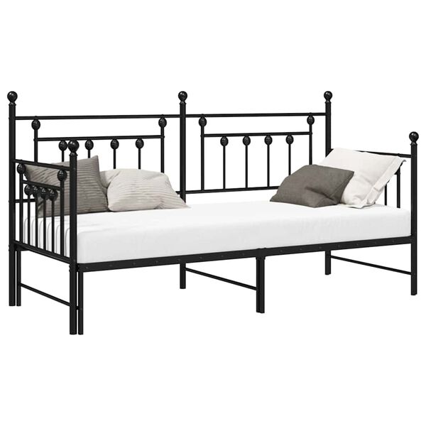 vidaXL Daybed Frame with Headboard Black 75 x 190 cm Steel