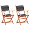 vidaXL Folding Chairs 2 pcs Black Solid Eucalyptus Wood and Textilene