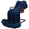 vidaXL Faux Rabbit Fur Blanket Marine Blue 240 x 270 cm Polyester