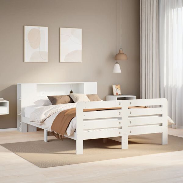 vidaXL Bed Frame without Mattress White 140x200 cm Solid Wood Pine
