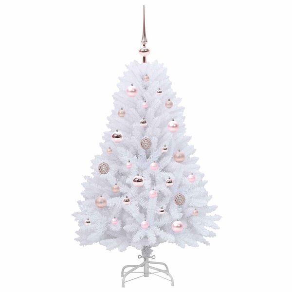 vidaXL Artificial Hinged Christmas Tree White 120 cm PVC and Steel