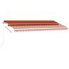 vidaXL Manual Retractable Awning with LED 400x350 cm Orange and Brown