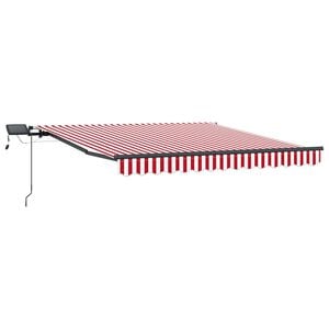 vidaXL Retractable Awning Manual Red and white 300 x 250 cm Fabric