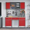 vidaXL Work Cabinet with Drawer with Lock 7 pcs Red 150 x 55 x 200 cm