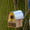 dobar Bird Nesting Box "Amber" with Zinc Rounded Roof Natural and Silver