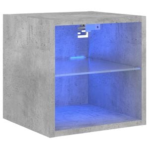 vidaXL TV Wall Cabinet with LED Lights Concrete Grey 30x28,5x30 cm