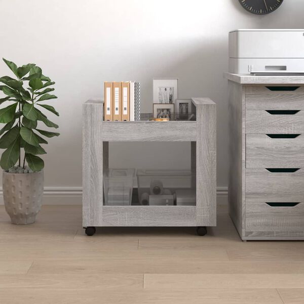 vidaXL Desk Trolley Grey Sonoma 60x45x60 cm Engineered Wood