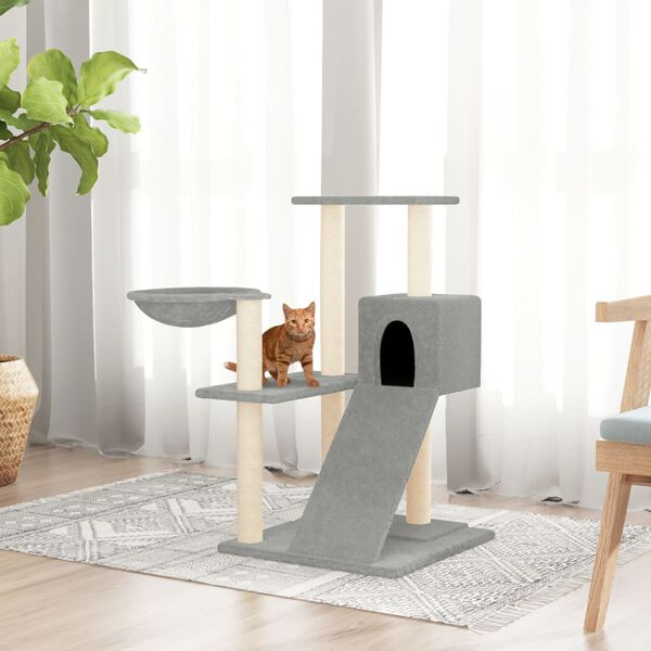 vidaXL Cat Tree with Sisal Scratching Posts Light Grey 82 cm