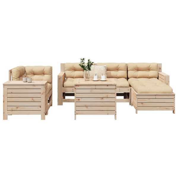 vidaXL 7 Piece Garden Sofa Set Solid Wood Pine