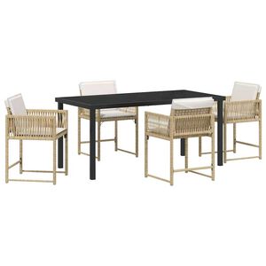 vidaXL Garden Dining Set 5 pcs Beige Poly Rattan
